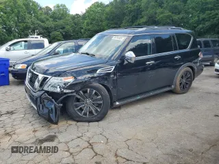2018 Nissan Armada Platinum with VIN JN8AY2NEXJ9731002, listed as a Copart auction lot 59784505 with 157,941 mi miles and Salvage title. Bid and sale history available at DreamBid. Image 1.