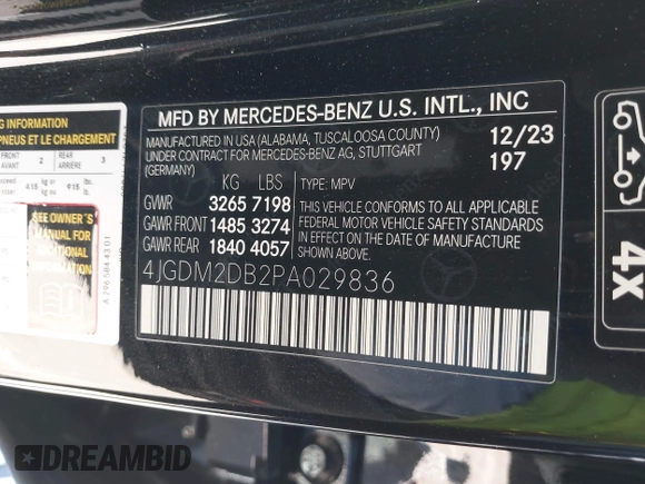 2023 Mercedes-Benz EQS 450+ z VIN 4JGDM2DB2PA029836, wystawiony jako IAAI lot #42310821 z przebiegiem 28 992 mil mil oraz . Historia ofert i sprzedaży dostępna na DreamBid. Obrazek 9.