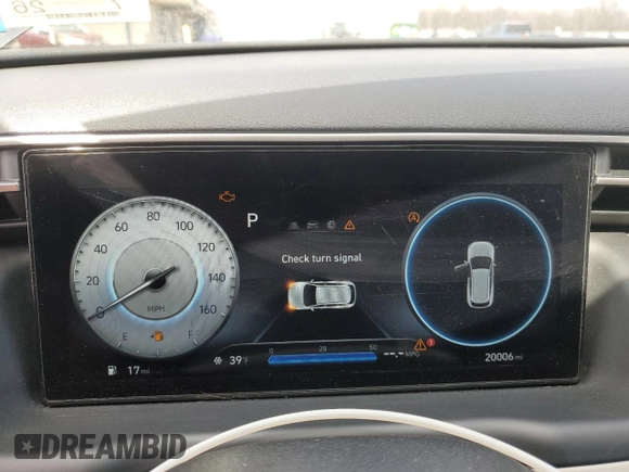 2022 Hyundai Tucson SEL with VIN 5NMJFCAE4NH139523, listed as a Copart auction lot 52510245 with 20,006 mi miles and Salvage Title. Bid and sale history available at carsss.com. Image 9.