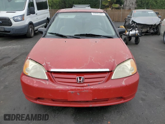 2002 Honda Civic EX with VIN 2HGES26792H554976, listed as a Copart auction lot 53095385 with 253,228 mi miles and Salvage Title. Bid and sale history available at DreamBid. Image 5.