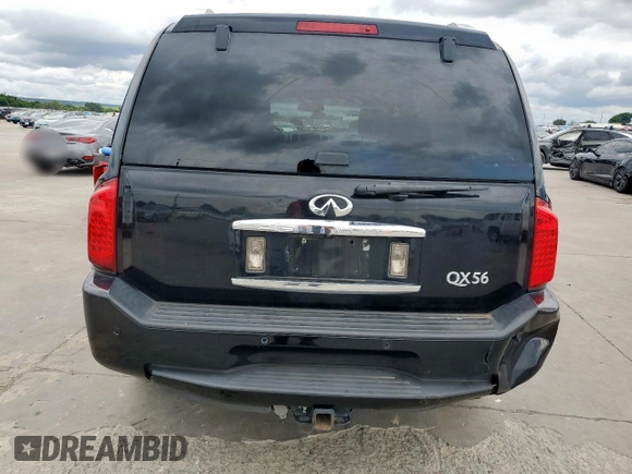 2008 Infiniti QX56 with VIN 5N3AA08DX8N901600, listed as a Copart auction lot 58973525 with 321,103 mi miles and Salvage title. Bid and sale history available at DreamBid. Image 6.