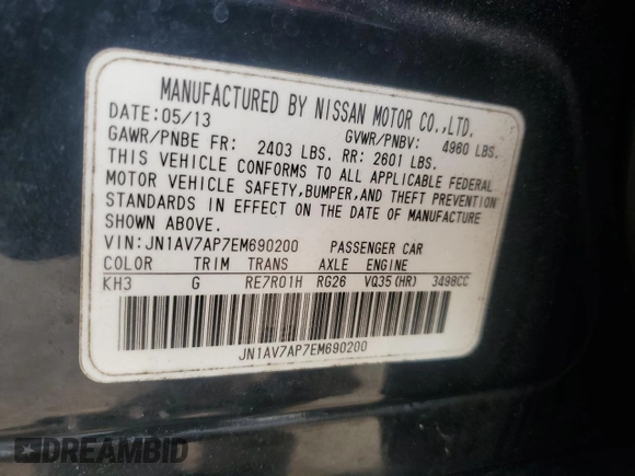 2014 Infiniti Q50 Hybrid Premium z VIN JN1AV7AP7EM690200, wystawiony jako Copart lot #57502835 z przebiegiem 144 447 mil mil oraz Nie do naprawy. Historia ofert i sprzedaży dostępna na DreamBid. Obrazek 12.