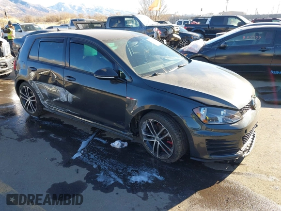2017 Volkswagen Golf GTI S with VIN 3VW5T7AU0HM063368, listed as a IAAI auction lot 41074433 with 74,179 mi miles. Bid and sale history available at carsss.com. Image 1.