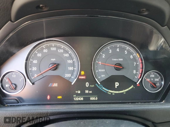 2015 BMW M4 with VIN WBS3R9C51FK334414, listed as a Copart auction lot 52451035 with 122,436 mi miles and Salvage title. Bid and sale history available at DreamBid. Image 9.