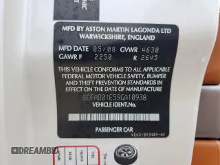2009 Aston Martin DB9 z VIN SCFAD01E59GA10938, wystawiony jako Copart lot #39463124 z przebiegiem 19 856 mil mil oraz . Historia ofert i sprzedaży dostępna na DreamBid. Obrazek 13.