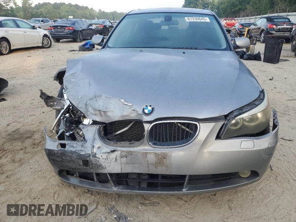 2005 BMW 5 Series 525i with VIN WBANA53525B863723, listed as a Copart auction lot 61230645 with 209,294 mi miles and Salvage title. Bid and sale history available at DreamBid. Image 5.
