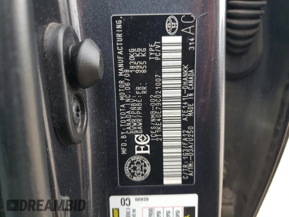 2009 Toyota Matrix S z VIN 2T1KE40E79C021007, wystawiony jako Copart lot #83045034 z przebiegiem Nie podano mil oraz Czysty tytuł • Clean title. Historia ofert i sprzedaży dostępna na DreamBid. Obrazek 12.