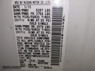 2012 Nissan Murano S with VIN JN8AZ1MW3CW220026, listed as a IAAI auction lot 41673942 with 176,968 mi miles. Bid and sale history available at carsss.com. Image 9.