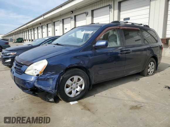 2007 Kia Sedona LX with VIN KNDMB233X76182262, listed as a Copart auction lot 48689735 with 143,041 mi miles and Salvage Title. Bid and sale history available at carsss.com. Image 1.