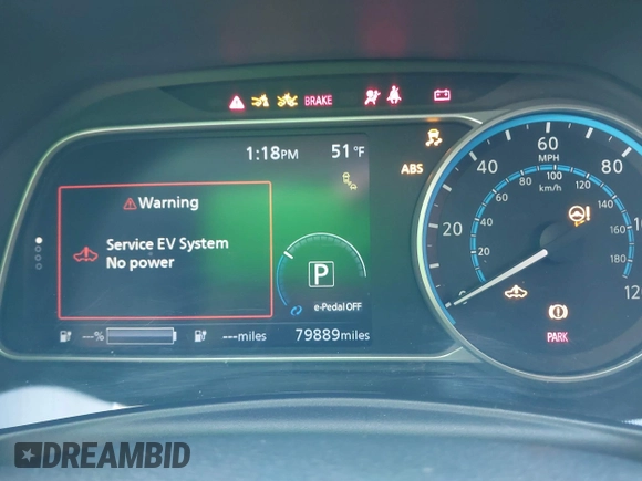 2023 Nissan LEAF SV Plus with VIN 1N4CZ1CV6PC557350, listed as a IAAI auction lot 41459564 with 79,889 mi miles and . Bid and sale history available at DreamBid. Image 7.