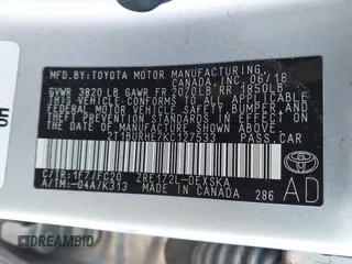 2019 Toyota Corolla L with VIN 2T1BURHE7KC127533, listed as a IAAI auction lot 41586738 with 41,188 mi miles and . Bid and sale history available at DreamBid. Image 9.