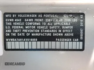 2010 Volkswagen Eos Komfort с VIN WVWBA7AH1AV016859, выставлен на аукционе Copart как лот 49053605 с пробегом 98 557 миль миль и Чистый • Clean title. История ставок и продаж доступна на DreamBid. Изображение 12.