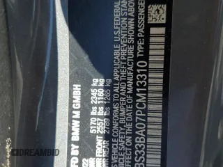 2023 BMW M4 Competition xDrive z VIN WBS33BA07PCM13310, wystawiony jako Copart lot #53283295 z przebiegiem Nie podano mil oraz Nie do naprawy • Non repairable. Historia ofert i sprzedaży dostępna na DreamBid. Obrazek 13.