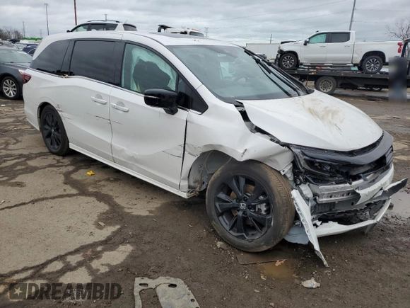 2023 Honda Odyssey Sport with VIN 5FNRL6H75PB076828, listed as a Copart auction lot 81777114 with 8,295 mi miles and Salvage Title. Bid and sale history available at carsss.com. Image 4.