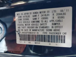 2011 Acura TSX z VIN JH4CU2F69BC018120, wystawiony jako IAAI lot #41379137 z przebiegiem 221 008 mil mil oraz . Historia ofert i sprzedaży dostępna na DreamBid. Obrazek 9.