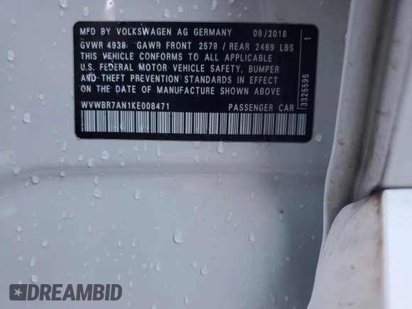 2019 Volkswagen Arteon SE z VIN WVWBR7AN1KE008471, wystawiony jako Copart lot #82683453 z przebiegiem 64 136 mil mil oraz . Historia ofert i sprzedaży dostępna na DreamBid. Obrazek 12.