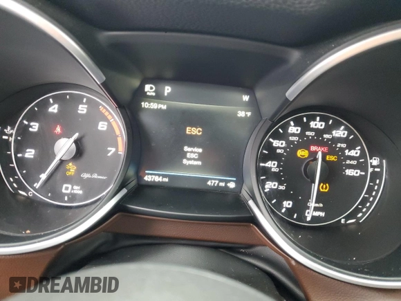 2019 Alfa Romeo Stelvio Ti with VIN ZASPAKBN4K7C58880, listed as a Copart auction lot 49688885 with 43,764 mi miles and Clean title. Bid and sale history available at DreamBid. Image 9.
