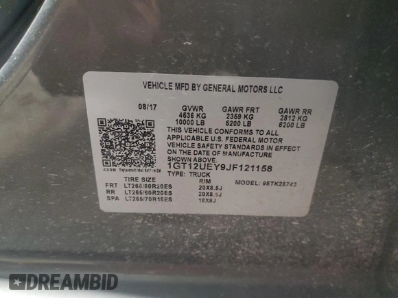 2018 GMC Sierra 2500HD Denali z VIN 1GT12UEY9JF121158, wystawiony jako Copart lot #87449504 z przebiegiem 170 506 mil mil oraz Szkoda całkowita • Salvage title. Historia ofert i sprzedaży dostępna na DreamBid. Obrazek 12.