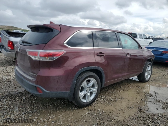 2015 Toyota Highlander Limited with VIN 5TDDKRFH5FS220558, listed as a Copart auction lot 50641505 with 62,447 mi miles and Salvage Title. Bid and sale history available at carsss.com. Image 3.