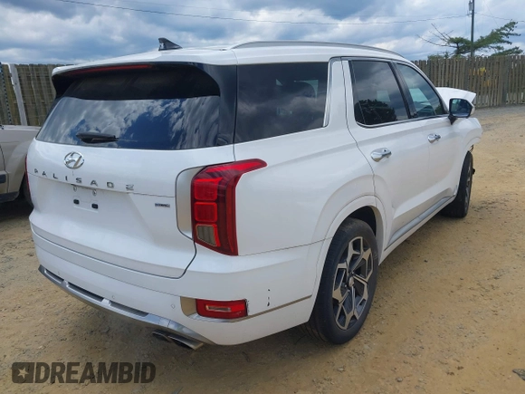 2022 Hyundai Palisade Calligraphy z VIN KM8R7DHE0NU364862, wystawiony jako IAAI lot #42353285 z przebiegiem 54 936 mil mil oraz . Historia ofert i sprzedaży dostępna na DreamBid. Obrazek 4.