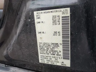 2015 Nissan Altima 2.5 SV with VIN 1N4AL3AP7FC582717, listed as a IAAI auction lot 42073631 with 137,788 mi miles. Bid and sale history available at carsss.com. Image 9.