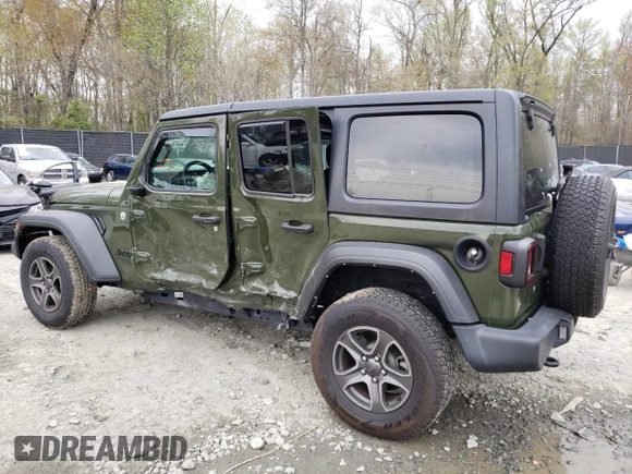 2021 Jeep Wrangler Unlimited Sport S с VIN 1C4HJXDG0MW687032, выставлен на аукционе Copart как лот 52653385 с пробегом 45 642 миль миль и Списание • Salvage title. История ставок и продаж доступна на DreamBid. Изображение 2.