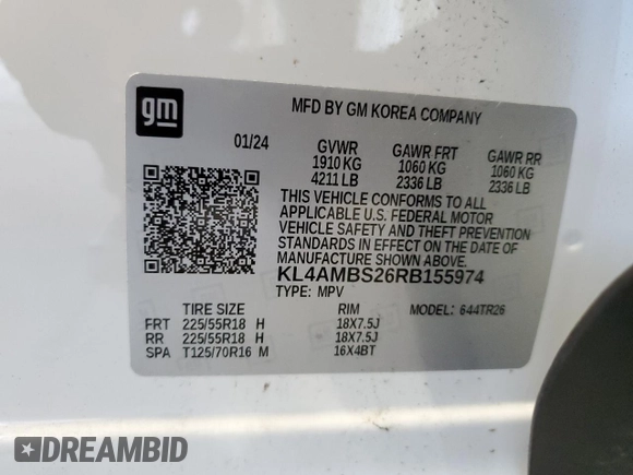 2024 Buick Encore GX Preferred с VIN KL4AMBS26RB155974, выставлен на аукционе Copart как лот 63073945 с пробегом 9 513 миль миль и Чистый • Clean title. История ставок и продаж доступна на DreamBid. Изображение 13.