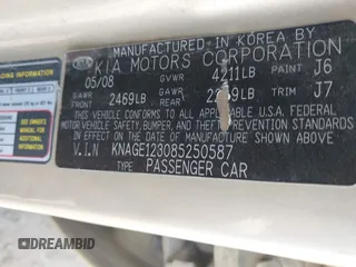 2008 Kia Optima LX z VIN KNAGE123085250587, wystawiony jako IAAI lot #42171570 z przebiegiem 223 838 mil mil oraz . Historia ofert i sprzedaży dostępna na DreamBid. Obrazek 9.