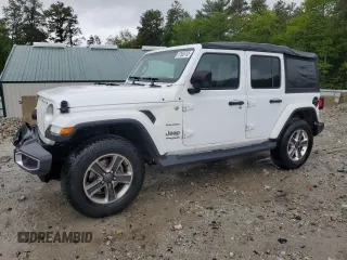 2018 Jeep Wrangler Unlimited Sahara with VIN 1C4HJXEG7JW255323, listed as a Copart auction lot 57586735 with 107,081 mi miles and Salvage title. Bid and sale history available at DreamBid. Image 1.