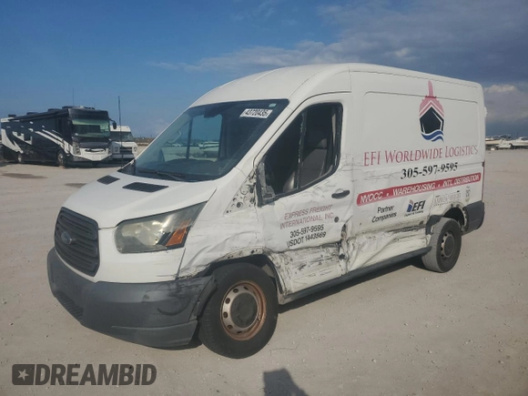 2015 Ford Transit with VIN 1FTNE1CM1FKA93295, listed as a Copart auction lot 43720435 with 72,921 mi miles and Salvage Title. Bid and sale history available at DreamBid. Image 1.
