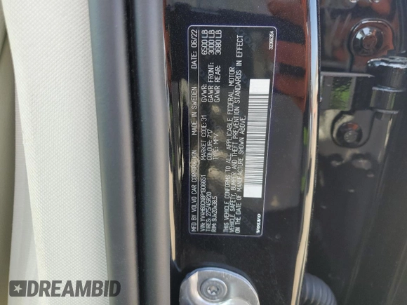 2023 Volvo XC90 Plus Bright Theme with VIN YV4H60CN8P1906651, listed as a Copart auction lot 56531484 with 21,283 mi miles and Salvage title. Bid and sale history available at DreamBid. Image 12.