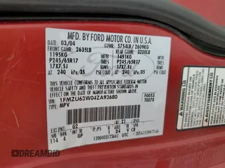 2004 Ford Explorer XLT с VIN 1FMZU63W04ZA93680, выставлен на аукционе Copart как лот 54706265 с пробегом 156 128 миль миль и Списание • Salvage title. История ставок и продаж доступна на DreamBid. Изображение 12.