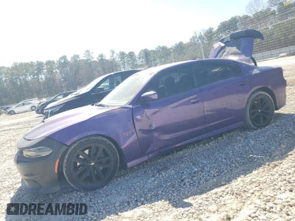 2019 Dodge Charger Scat Pack with VIN 2C3CDXGJ0KH748551, listed as a Copart auction lot 46957405 with 72,279 mi miles and Salvage Title. Bid and sale history available at DreamBid. Image 1.