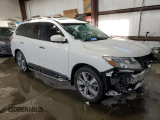 2014 Nissan Pathfinder Platinum with VIN 5N1AR2MM8EC658430, listed as a Copart auction lot 46711815 with 108,376 mi miles and Salvage title. Bid and sale history available at DreamBid. Image 4.