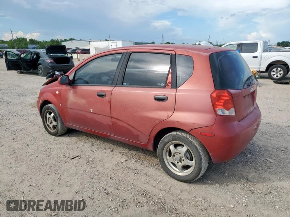 2007 Chevrolet Aveo LS with VIN KL1TD66697B703022, listed as a Copart auction lot 62301515 with 124,668 mi miles and Salvage title. Bid and sale history available at DreamBid. Image 2.