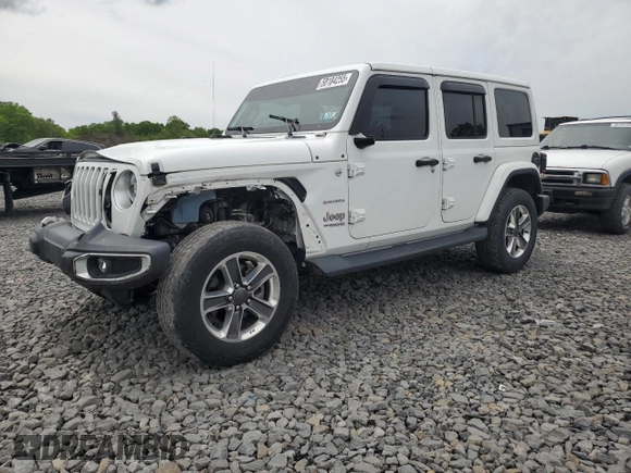 2020 Jeep Wrangler Unlimited Sahara with VIN 1C4HJXENXLW224455, listed as a Copart auction lot 58184255 with 42,885 mi miles and Salvage title. Bid and sale history available at DreamBid. Image 1.