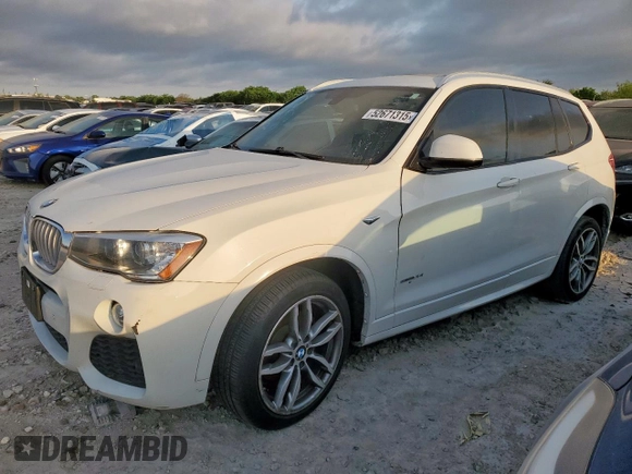 2016 BMW X3 sDrive28i with VIN 5UXWZ7C53G0M83959, listed as a Copart auction lot 52671315 with 150,326 mi miles and Clean Title. Bid and sale history available at DreamBid. Image 1.