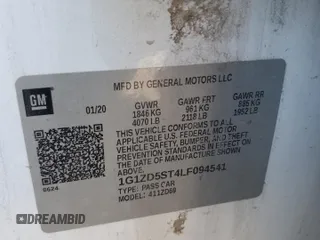 2020 Chevrolet Malibu LT with VIN 1G1ZD5ST4LF094541, listed as a Copart auction lot 49516105 with Not Provided miles and Salvage Title. Bid and sale history available at DreamBid. Image 14.