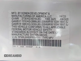 2023 Honda Odyssey EX-L с VIN 5FNRL6H60PB056011, выставлен на аукционе IAAI как лот 42524358 с пробегом Не указан миль и . История ставок и продаж доступна на DreamBid. Изображение 9.