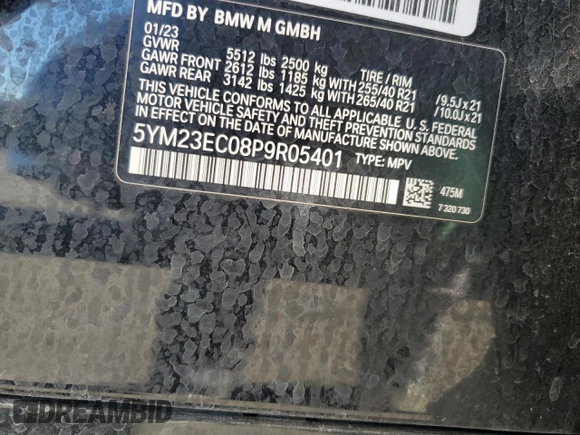 2023 BMW X4 M with VIN 5YM23EC08P9R05401, listed as a Copart auction lot 81049754 with 21,779 mi miles and Salvage Title. Bid and sale history available at carsss.com. Image 12.