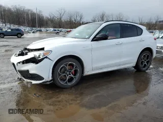 2023 Alfa Romeo Stelvio Ti z VIN ZASPAKBN6P7D50709, wystawiony jako Copart lot #45243575 z przebiegiem 20 996 mil mil oraz Szkody całkowita. Historia ofert i sprzedaży dostępna na DreamBid. Obrazek 1.