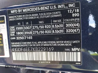2019 Mercedes-Benz GLS 450 with VIN 4JGDF6EE7KB229169, listed as a IAAI auction lot 42558733 with 21,477 mi miles and . Bid and sale history available at DreamBid. Image 9.