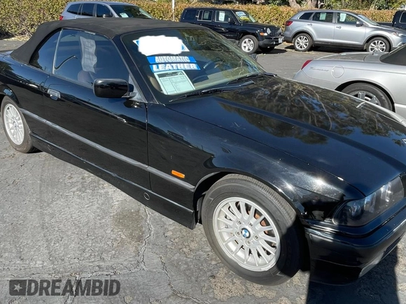 1997 BMW 3-Series 328IC with VIN WBABK8324VET98240, listed as a Copart auction lot 52457785 with 1 mi miles and Clean Title. Bid and sale history available at carsss.com. Image 1.