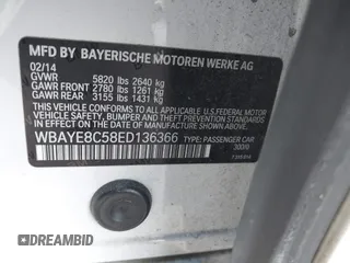 2014 BMW 7 Series ALPINA B7 with VIN WBAYE8C58ED136366, listed as a IAAI auction lot 41721814 with 142,295 mi miles and . Bid and sale history available at DreamBid. Image 9.