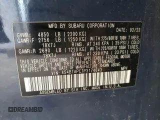 2023 Subaru Outback Touring with VIN 4S4BTAPC7P3174643, listed as a Copart auction lot 55060975 with 126,450 mi miles and Non repairable. Bid and sale history available at DreamBid. Image 13.