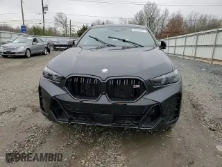 2025 BMW X6 M60i with VIN 5UX43EX02S9W76491, listed as a Copart auction lot 85033264 with 5,173 mi miles and Salvage Title. Bid and sale history available at carsss.com. Image 12.