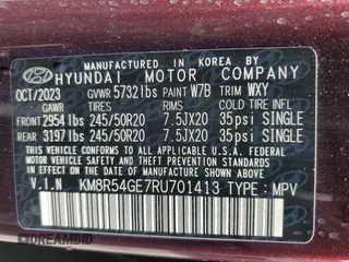 2024 Hyundai Palisade Limited z VIN KM8R54GE7RU701413, wystawiony jako Copart lot #58342965 z przebiegiem 28 609 mil mil oraz Szkody całkowita. Historia ofert i sprzedaży dostępna na DreamBid. Obrazek 14.