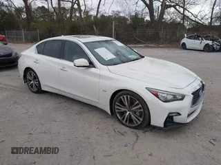 2019 Infiniti Q50 Luxe z VIN JN1EV7APXKM512665, wystawiony jako IAAI lot #41706845 z przebiegiem 46 028 mil mil oraz . Historia ofert i sprzedaży dostępna na DreamBid. Obrazek 1.