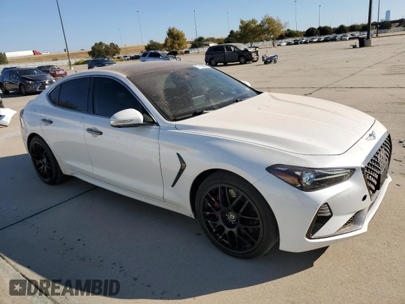 2021 Genesis G70 3.3T with VIN KMTG34LE3MU070581, listed as a Copart auction lot 77118004 with 96,280 mi miles and Salvage Title. Bid and sale history available at carsss.com. Image 4.