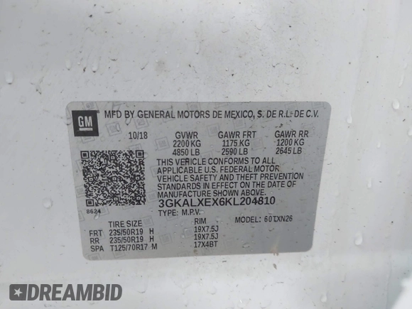 2019 GMC Terrain Denali с VIN 3GKALXEX6KL204810, выставлен на аукционе IAAI как лот 42536412 с пробегом 127 848 миль миль и . История ставок и продаж доступна на DreamBid. Изображение 9.